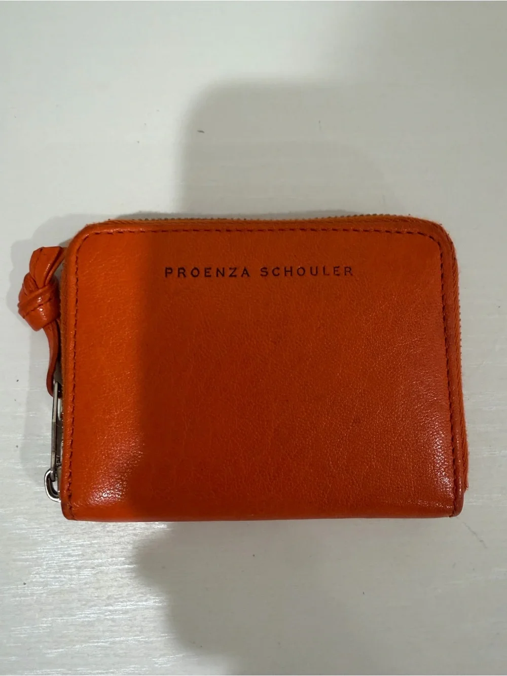 Proenza Schouler Bright Orange Leather Zip Card Wallet